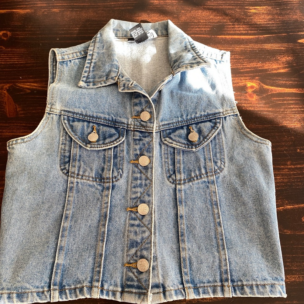 XS biker denim vest with Harley patch